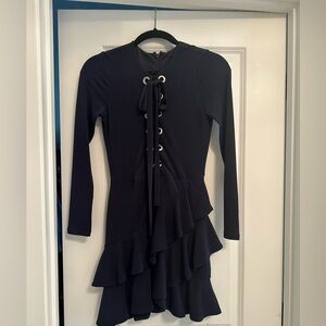 NBD Navy Blue Tie Up Mini Dress XS